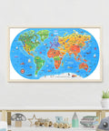 Hands-On World Map Puzzle For Kids Ages 4-8, 100 Piece Floor Puzzle With Continents, Landmarks, Animals, Plants, And History Features