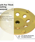 Nine Piece 7 Inch PCD Cup Grinding Wheel Set With Five Eighths Inch And Eleven Inch Threaded Shanks for thick concrete coating removal