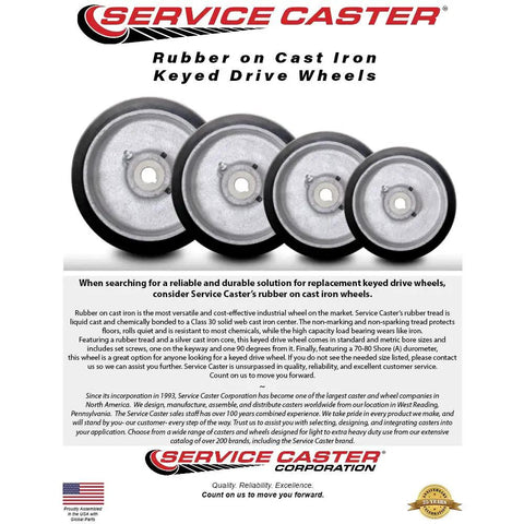 Heavy Duty 10 Inch By 3 Inch Rubber Tread Cast Iron Drive Wheel With 1 1 4 Inch Plain Bore And Two 5 16 Set Screws Built Solid To Roll Smooth On Tough Warehouse Floors Daily showcased in multiple angles.