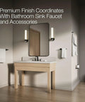 Modern bathroom with light wood vanity, black faucet, and Betello Left Hand Trip Lever Matte Black For Betello Toilets Built To Last.