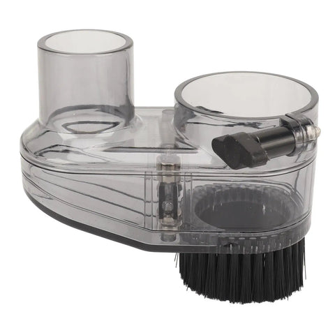 Kick Out Dust Clutter With This Top Shelf CNC Router Dust Shoe Featuring A Totes Clear ABS Body 38mm Suction Hose And Perfect 52mm Spindle Fit For Hassle Free Woodworking And Engraving Tasks, featuring clear ABS material and dust-collecting brush.