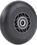 Close-up of black 76mm 90a Ripsurf Wheel with ABEC-9 bearing for DLX Caster Board, Deluxe Junior Skateboard, 2 Wheel Pivoting Skateboard.