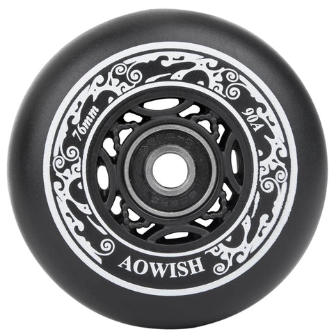 76mm 90a Ripsurf Wheels w/Bearings ABEC-9 for DLX Caster Board, Deluxe Junior Skateboard wheel design, close-up view.