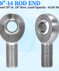 7/8-14 Heim joint rod end kit economy with jam nuts, C1045 steel, zinc finish, 7/8 shaft, 3/4 head, for steering and suspension