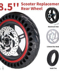 8.5'' Electric Scooter Replacement Rear Wheel with Solid Tire, Wheel Hub, 110mm Brake Disc for Gotrax GXL V2, GL2, XR, Rival, APEX MAX, Hiboy S2 V2