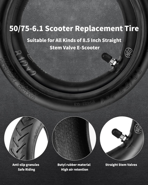 8.5 Tire Tube 50/75-6.1 Scooter Tire Replacement for Gorax Electric Scooter with anti-slip granules and butyl rubber