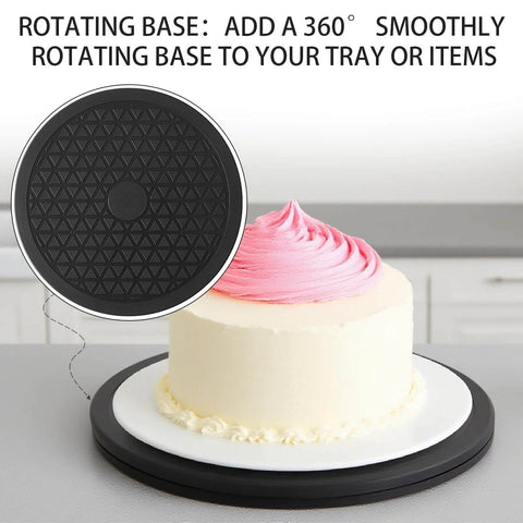 2 Pack 8 Inch Heavy Duty Lazy Susan Rotating Swivel Stands with cake, Black Turntable with Steel Ball Bearings, Non Skid Design