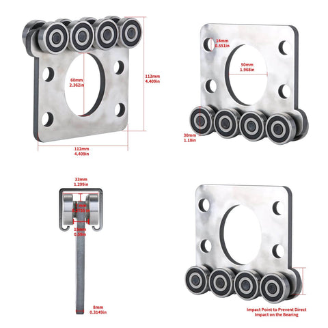 8 Wheel Trolley Assembly Rollers with Sealed Bearings for 1-5/8 Inch Strut Channel, Heavy Duty Q235 Steel Hoist Trolley Set