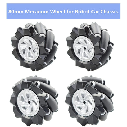 Four Premium 80mm Mecanum Wheels for AGV Robot Car Chassis, Omni Directional Tire with Metal Coupling for DIY Projects