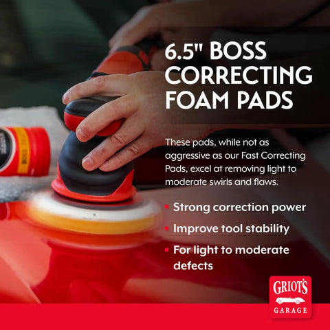 6.5 Inch Boss Correcting Foam Pads For Car Polishing And Detailing Swirl Removal And Light Scratch Repair Durable Euro Foam