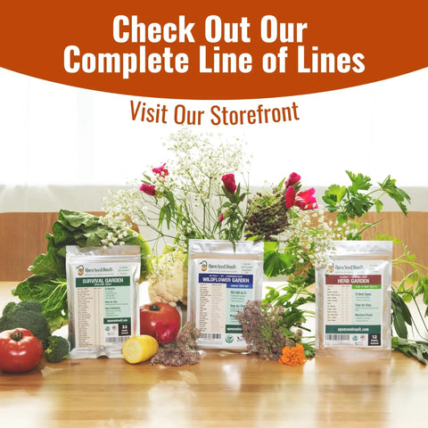 15,000 Heirloom Seeds With 32 Seed Types For Survival Gardeners A Massive Non GMO Vegetable And Fruit Seed Pack For Outdoor And Indoor Planting Ready To Grow At Home In The 2026 Backyard Season, displayed with vegetables and flowers on a wooden table.