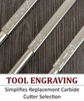 Close-up of tool engraving on Carbide Wood Lathe Tools Kit For Easy Turning Hollower Rougher And Detailer
