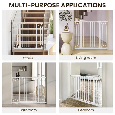 Walk Through Safety Gate For Doorways And Stairs 30 Inch Tall Fits 29.1 To 43.3 Inch Openings Auto Close Hold Open White installation