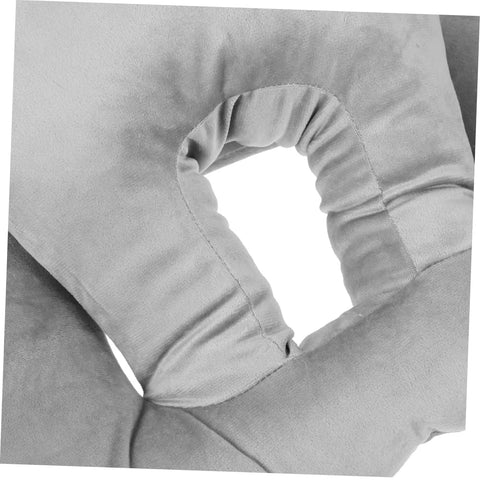 Portable Ergonomic Nap Pillow For Office And School, Face Down Sleep Cushion In Gray, showing plush material and ergonomic arm support