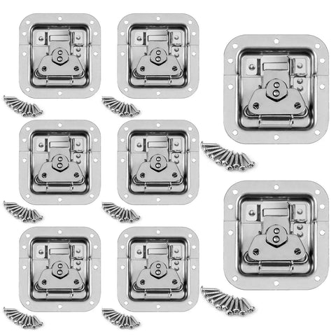 Eight Pack Recessed Butterfly Twist Latches For Flight And Road Gear Cases, heavy duty chrome steel, includes screws for installation.