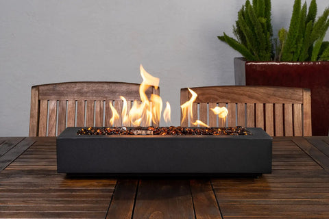 Tabletop Firebowl Fire Pit With Smokeless Odorless Flame Dope Push Button Ignition 33,000 BTU Heat Umbrella Hole Mount