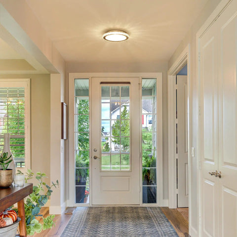 Mini Flush Mount LED Ceiling Light With Crystal K9 Glow That Is Lit, 10.24 Inch Overhead Fixture for hallway entryway