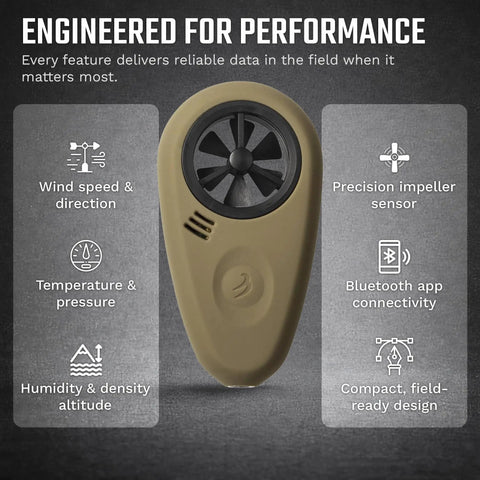 Handheld Wind Meter With Bluetooth App Connectivity For Precision Shooting And Air Flow Measurement with features list