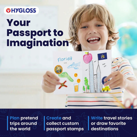Kid Friendly Fake Passport Book Set With Stickers 10 Pack Blue Realistic Blank Passports For Kids Classroom Travel Decor