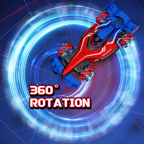 monster RC truck for stunts with 360° spin feature displayed on vibrant background
