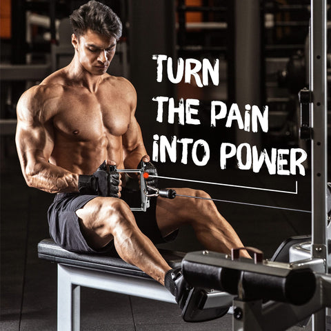 Yes4All combo double D-handle and tricep rope cable machine attachment for home gym; front view of using it.