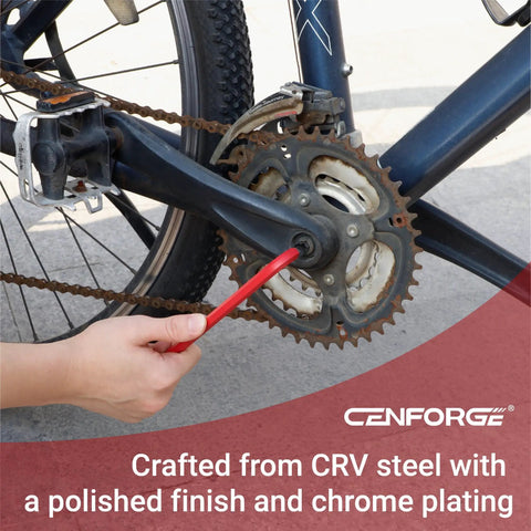 Using Jumbo 13-Piece SAE Hex Key Set With Extra Long Ball End Wrenches Heavy Duty CR-V Steel L Keys on bicycle crank