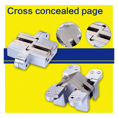 Buttery Smooth Stainless Steel Concealed Pivot Hinge Handles Heavy 70 Kilogram Loads With A Full 180 Degree Swing Perfect For Your Built In Closet Doors And Tough Furniture Jobs. Cross concealed pivot hinge viewed from above with detailed metal plates.