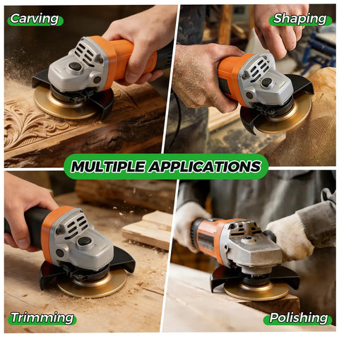 Pro Grade Five Piece Wood Carving Disc Set For 4 And 4.5 Inch Angle Grinders with woodworking sculpting applications