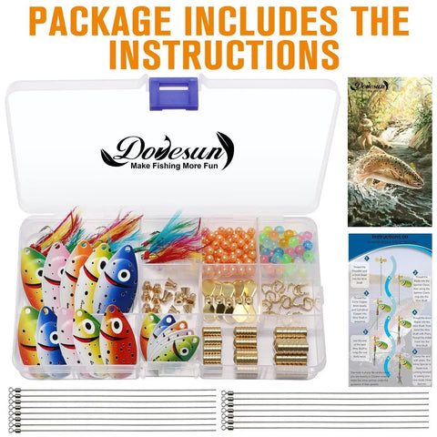 DIY Spinner Lure Kit For Bass Fishing With Inline Spinner Baits, 228-Piece Pack, Tackle Box Included, Copper Colorado Blades In 5 Colors