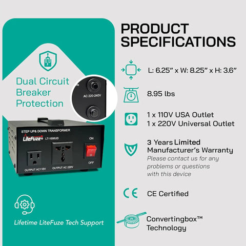 1000 Watt Voltage Converter Transformer Step Up And Down 110V To 220V 220V To 110V Power Converter specifications
