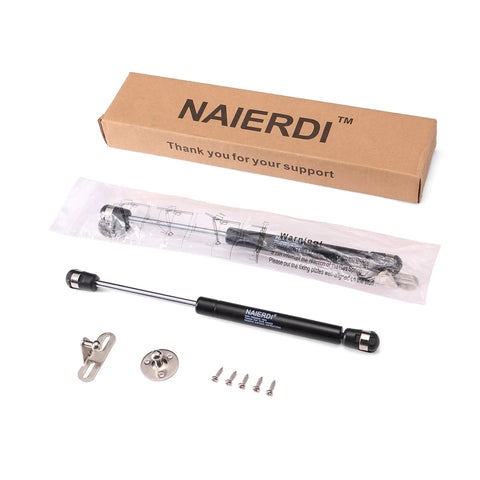 Two Pack Lift Support Gas Strut With Soft Close Hinges 150N 33Lb Lid Stay for toy boxes, cabinets, black matte finish