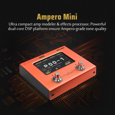 Ampero Mini MP-50 Guitar and Bass Amp Modeling Console With IR Cabinets, 198 Presets, 4 Inch Color Touch Screen, Orange