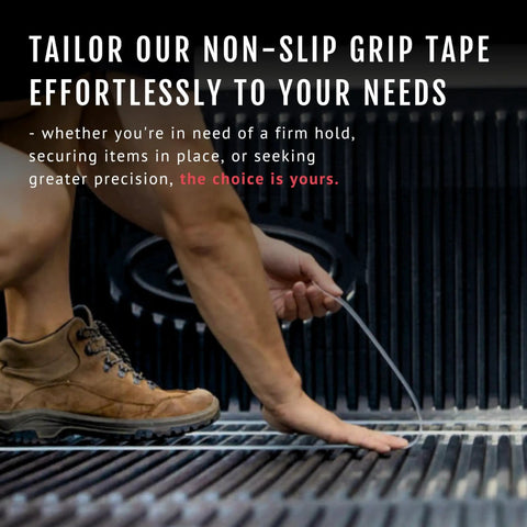 Person using 2 Inch Heavy Duty Non Slip Grip Tape Roll Grippy Waterproof Anti Slip Tape For Bathtubs Stairs Ramps Indoors Outdoors Black 10 Ft Non Abrasive Traction Tape on a textured surface