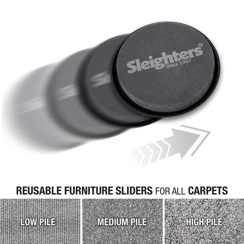 Heavy Furniture Sliders 3.5 Inch Carpet Movers Set For Easy Glide Across Any Floor shown sliding over low to high pile carpet