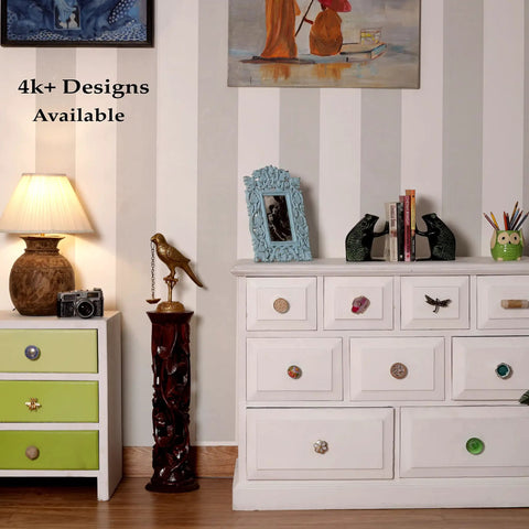 Solid 100 Pack Ceramic Drawer Knobs With Dope Pumpkin Cream Crackle Finish That Supercharges Kitchen Cabinets And Dressers With A Clean Modern Vibe That Really Slaps Everyday on a white dresser with colorful accents.