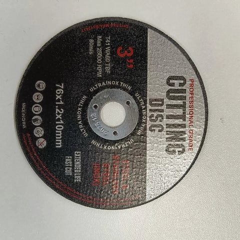 3-inch cutting disc for Cordless Angle Grinder 7000 RPM With 16.8V Battery And 76mm Wheels for cutting tile or steel.