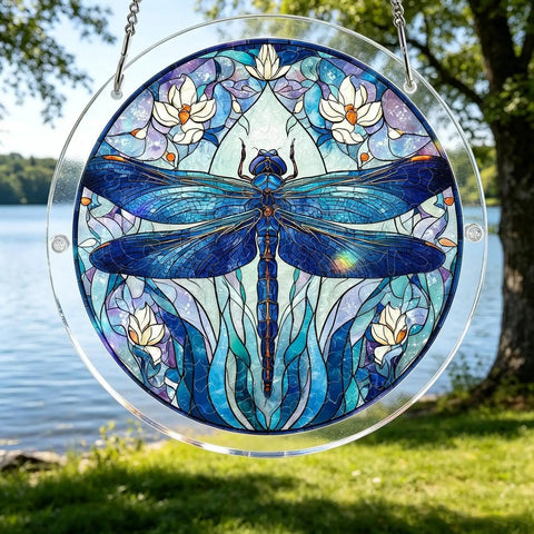 DIY Suncatcher Kit With Irregular Puzzle Pieces For Window Hanging And Garden Decor Dragonfly Design 7.4 Inch Sun Catcher