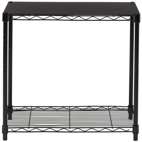 Rock Solid Heavy Duty 2 Shelf Stackable Steel Wire Rack With Tough Black Finish, two tier design for efficient home organization.