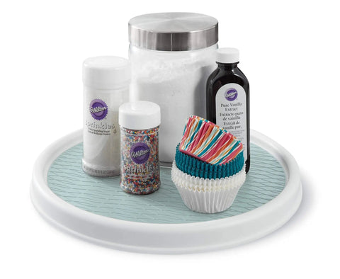 12 Inch Lazy Susan Turntable Organizer Featuring Slick Spinning Heavy Duty Ball Bearings And Nonskid Base For Kitchen Pantry Bathroom Cabinet And Craft Room Storage Tray To Keep Your Setup Tight with cupcake liners and sprinkles.