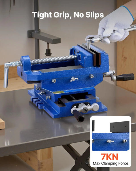 Cross Slide Drill Press Vise With 6 Inch Jaw 2 Way X Y Axis Heavy Duty Cast Iron Bench Vise Clamp for woodworking on table