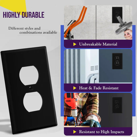 Reflective Acrylic Duplex Wall Plate With Mirrored Receptacle Plate For Oversized 1-Gang 5.50 By 3.50 Inches In Silver Finish