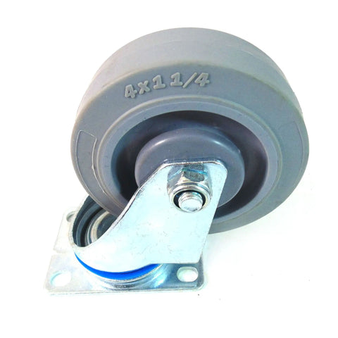 Four Inch Swivel Caster With Non Marking Soft Gray TPR Wheel Ball Bearing Total Lock Brake Heavy Duty Plate for smooth glide
