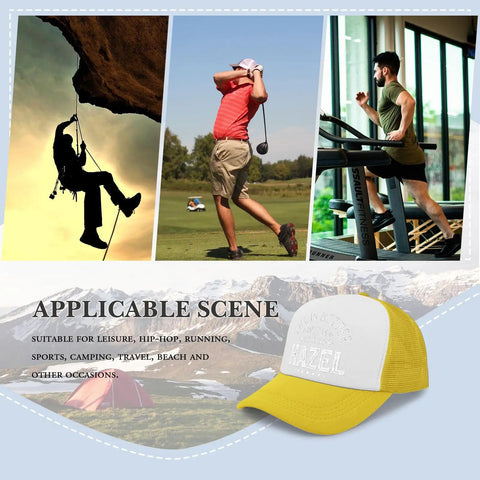 Lightweight Tan Hat For Men With Front Artwork Design Adjustable Buckle Strap One Size Fits Most Everyday Casual Go To Cap