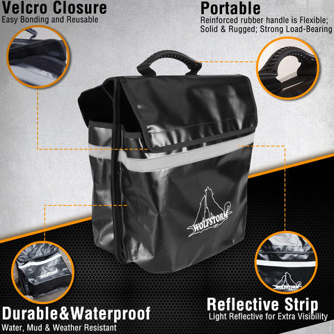 Black storage bag with velcro closure and reflective strip from Beefy Off Road Winch Recovery Kit 8 Piece Set With 4x20 Tow Strap 4x8 Tree Saver 33000 Lbs