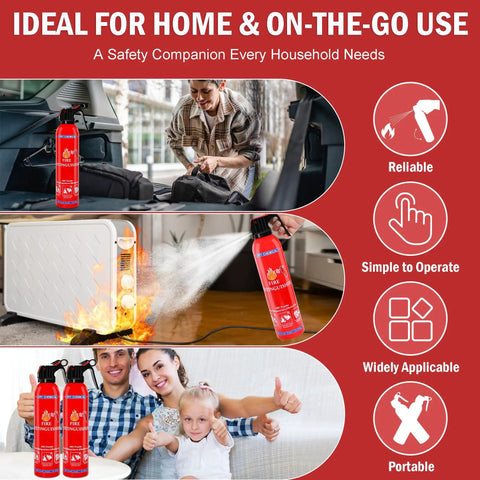 Rock Solid Dry Chemical Fire Extinguisher Two Pack Built Hella Tough For Home Kitchen Marine Rv Business shown in various uses.