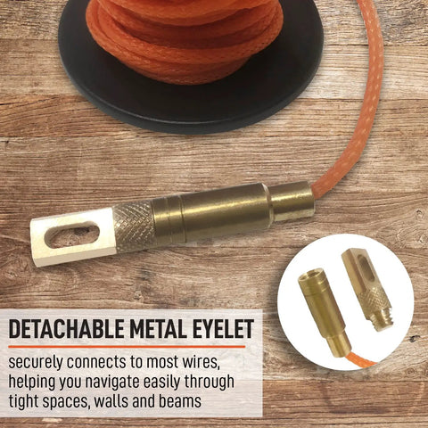 Wire Pulling System With Magnetic Tool Kit For Easy Cable Routing And Wall Installations, showing compact leader, metal eyelet