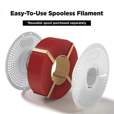 Pro Grade Reusable 3D Printing Filament Spool For Spoolless Plastic Refills Compatible With Bambu Lab AMS with red filament.