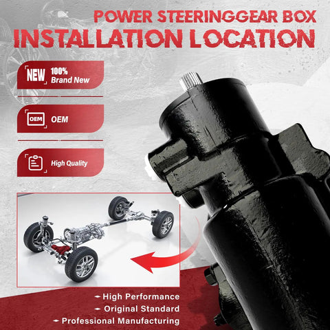 Heavy Duty Power Steering Gearbox For Chevy And Gmc Trucks 1980 To 1991 showing installation location against a grey backdrop.