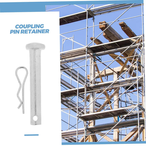 Scaffolding Coupling Pins And Locking Retainers For Fast Easy Scaffold Assembly next to constructed steel scaffolding.
