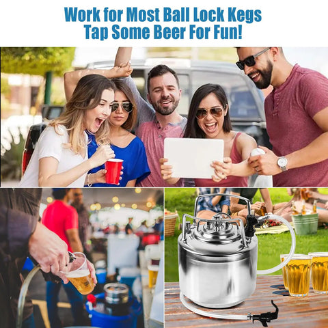 3 Foot Ball Lock Beer Line Kit For Corny Keg With Quick Disconnect Picnic Tap installed in a home kegerator during a weekend party